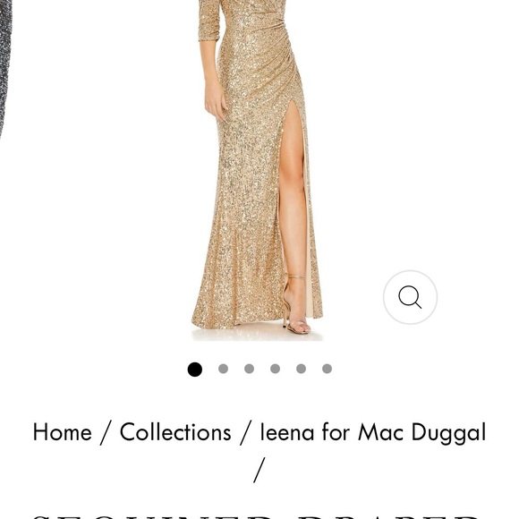 Sequence draped 3/4 gold floor length gown Ieena for Mac Duggal size 4 - Picture 8 of 8